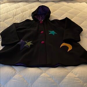 Kids Black Hooded Jacket with Colorful Accents